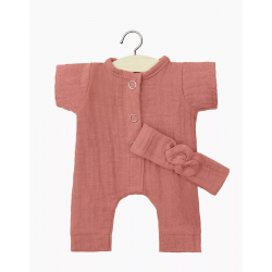 Babies - Combinaison Lili et son headband en gaze de coton Marsala