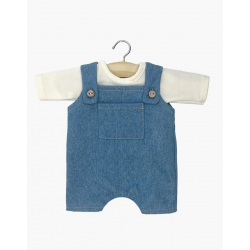 Babies – Ensemble salopette Antonin en denim bleu clair et t-shirt écru