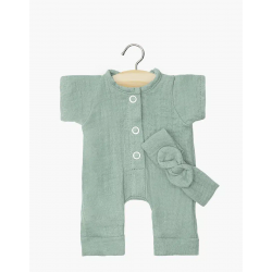 Babies - Combinaison Lili et son headband en gaze de coton Vert Baltique