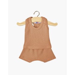 Les P'tits Basiques - Dessous garçon Marcel en maille côtelée Cassonade