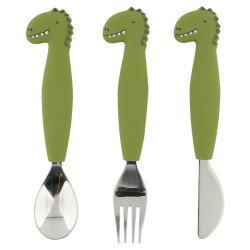 Couverts 3 pièces en silicone Dino