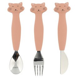 Couverts 3 pièces en silicone Chat