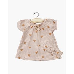 Chemise de nuit Sabrina et son headband en maille côtelée - Petits coeurs roses