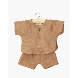 Ensemble court Andrea en lin Lavé noisette