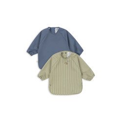 Bavoir à manche longue - Lot de 2 Tea Stripe / Flint Stone