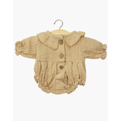 Barboteuse Léonore à manches longues en gaze de coton latte