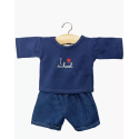 Ensemble garçon « I love School » avec pantalon en jean bleu foncé