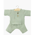 Babies - Ensemble Andréa en gaze de coton vert de gris