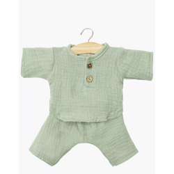 Babies - Ensemble Andréa en gaze de coton vert de gris