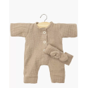 Babies - Combinaison Lili et son headband en gaze de coton moka