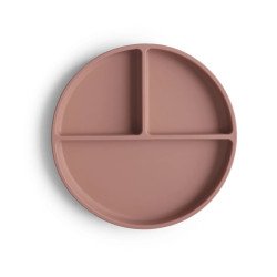 Assiette avec ventouse compartimentée en silicone Cloudy Mauve