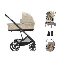 Pack Poussette Balios - Almond Beige ( Black Frame )