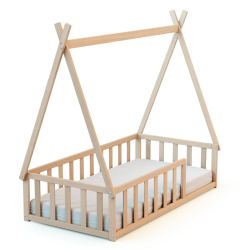 Lit Tipi au sol KAÏA de Webaby Hêtre Brut