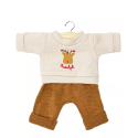 Ensemble Rudolph avec top en molleton lin et pantalon en tricot caramel