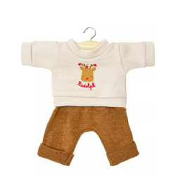 Ensemble Rudolph avec top en molleton lin et pantalon en tricot caramel