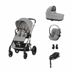 Trio Balios S Lux + Nacelle Cot S + Cloud G + Base G Stone Grey (Silver Frame)