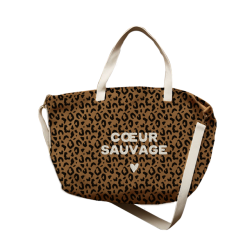 Sac cabas XL Coeur Sauvage Léopard