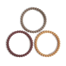 Bracelet de dentition silicone - Mushie Berry/Marigold/Khaki