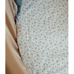 Draps Housse Blanche Fleurie Vert