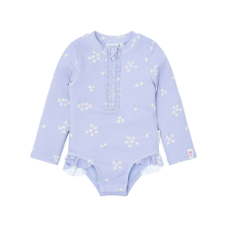 Maillot de bain manches longues 1 pièce à volants - Dreamy Lavender