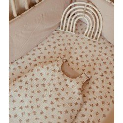 Draps Housse Ecru Fleurie Rose