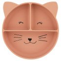 Assiette avec ventouse en silicone et compartiments - Chat