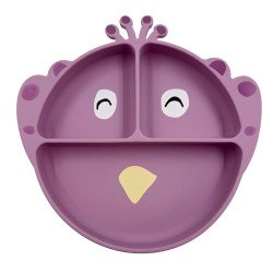 Assiette avec ventouse en silicone et compartiments - Mrs. Paon