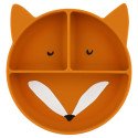 Assiette avec ventouse en silicone et compartiments - Renard