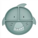 Assiette avec ventouse en silicone et compartiments - Requin