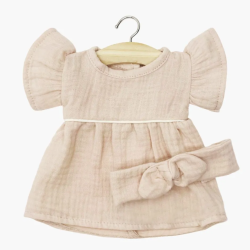 Robe Daisy et son headband à noeud rond en gaze de coton skin