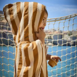 Poncho De Bain Elma - Rayure Camel