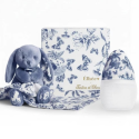 Coffret Biberon + Doudou "Toile de Jouy" Bleu — Élhée × Tartine et Chocolat