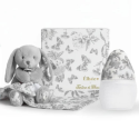 Coffret Biberon + Doudou "Toile de Jouy" Gris — Élhée × Tartine et Chocolat