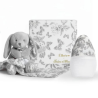Coffret Biberon + Doudou "Toile de Jouy" Gris — Élhée × Tartine et Chocolat