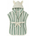 Peignoir Bambou et Gaze de Coton Rayée Ivoire/Vert de Gris - 2/4ans