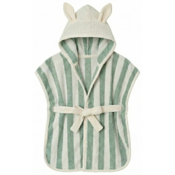 Peignoir Bambou et Gaze de Coton Rayée Ivoire/Vert de Gris - 2/4ans