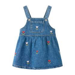 Robe salopette en jean brodée
