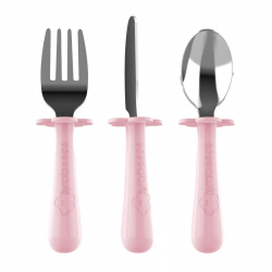 Set de 3 couverts inox ergonomique Rose