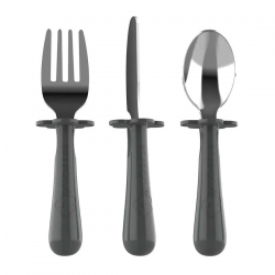 Set de 3 couverts inox ergonomique Gris