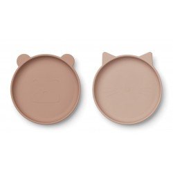 Assiette silicone Olivia - 2 pcs Rose mix